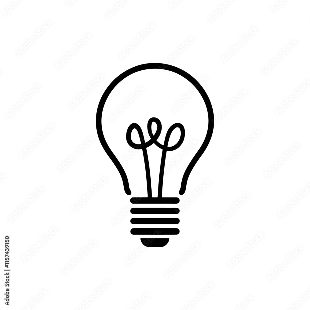 Minimalist Silhouette of a Lightbulb with Rounded Base and Single Filament Line logo, vector, Design Minimalist Silhouette of a Lightbulb with Rounded Base and Single Filament Line logo, vector, Design