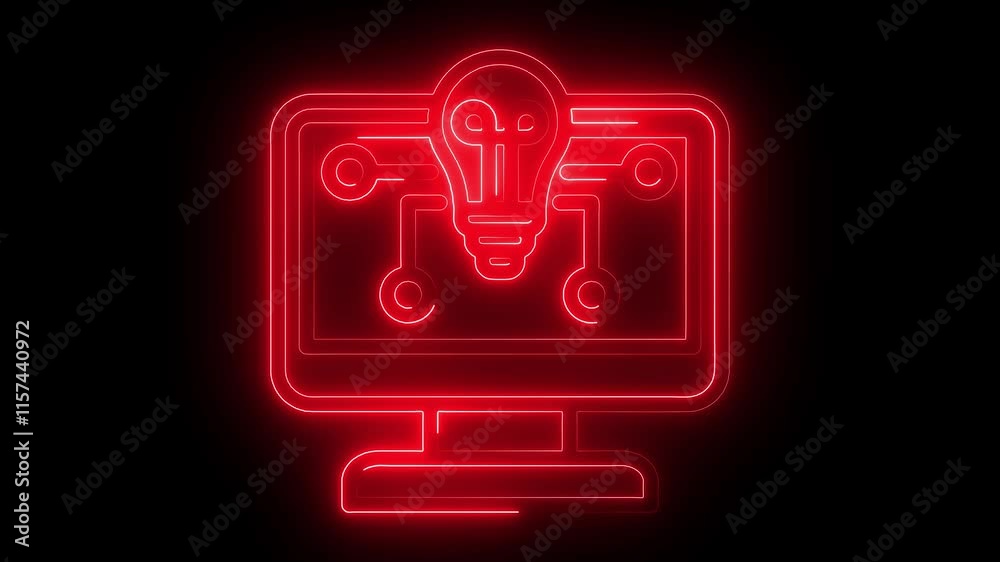 Computer science icon animation by red color neon on black background. Computer science icon animation by red color neon on black background.
