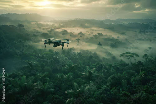 Professional scenes showcasing advanced prosumer drones, scenic environment photo