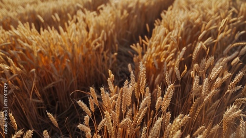 Ukrainian wheat field in full bloom, vibrant and golden with sunlight photo