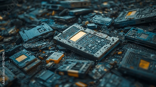 E-waste Pile: A Glimpse into the Digital Age's Technological Remains photo