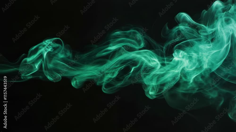 Abstract texture of backlit smoke in green on a black background. Abstract texture of backlit smoke in green on a black background.