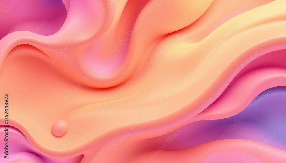 Fototapeta premium Abstract Pastel Waves with Small Sphere