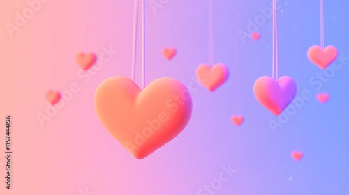 Soft Gradient Heart Composition for Romantic Themes