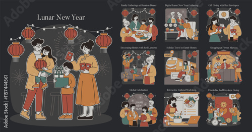 Lunar New Year. Flat Vector Illustration