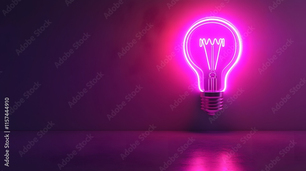 Illuminating action of a neon light bulb modern studio digital art dark environment artistic viewpoint creative concept Illuminating action of a neon light bulb modern studio digital art dark environment artistic viewpoint creative concept
