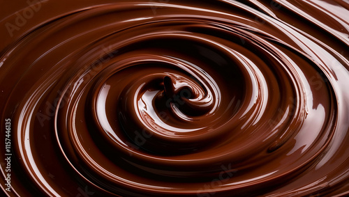 Melted chocolate swirling in a concentric pattern creating a smooth texture