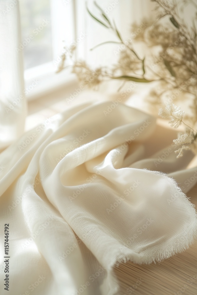 Close-up photo of white towels, towels folded on a wooden table Close-up photo of white towels, towels folded on a wooden table