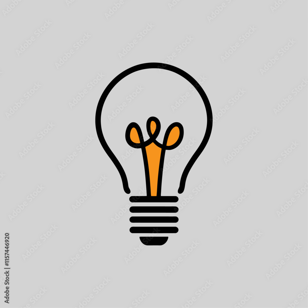 Minimalist Silhouette of a Light bulb with Rounded Base and Single Filament Line logo, vector, Design Minimalist Silhouette of a Light bulb with Rounded Base and Single Filament Line logo, vector, Design