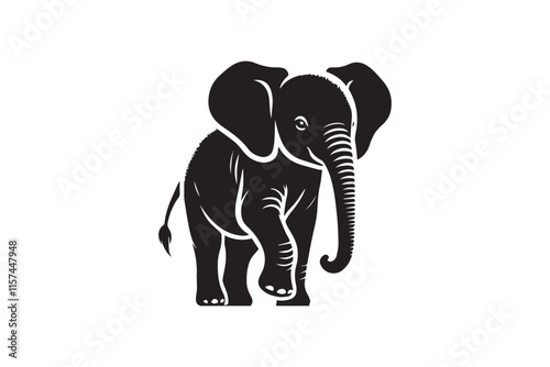 simple and unobtrusive elephant vector silhouette illustration isolated in white background
