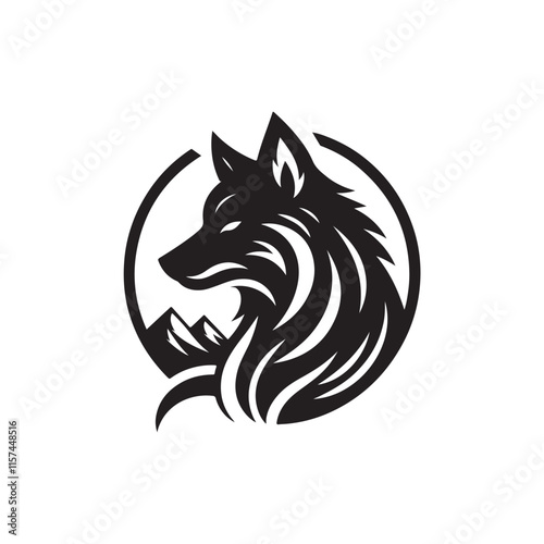 Black Color Wolf silhouette design Vector Illustration, Solid White Background 3.eps