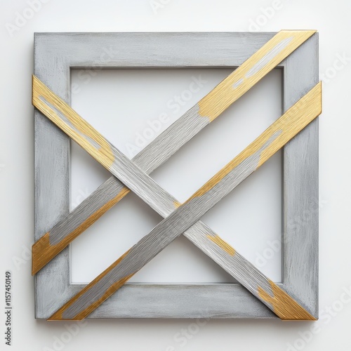 Abstract Frame: A close-up shot of an abstract frame with a gray and gold color scheme, showcasing a unique design. photo