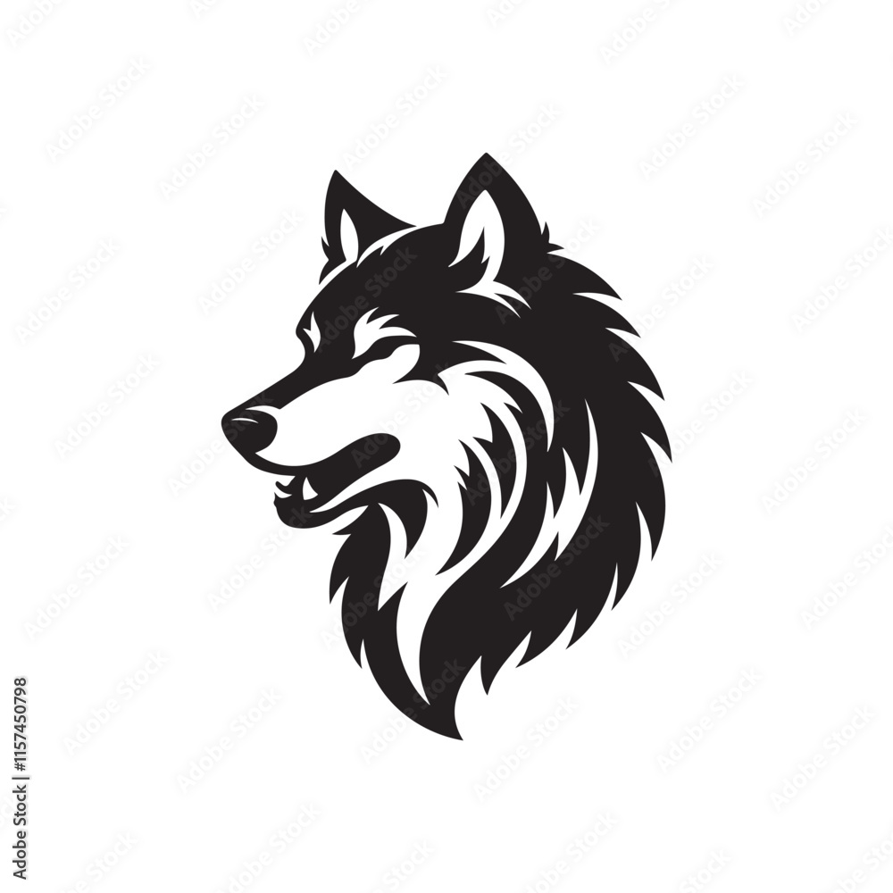 Fototapeta premium Black Color Wolf silhouette design Vector Illustration, Solid White Background 18.eps