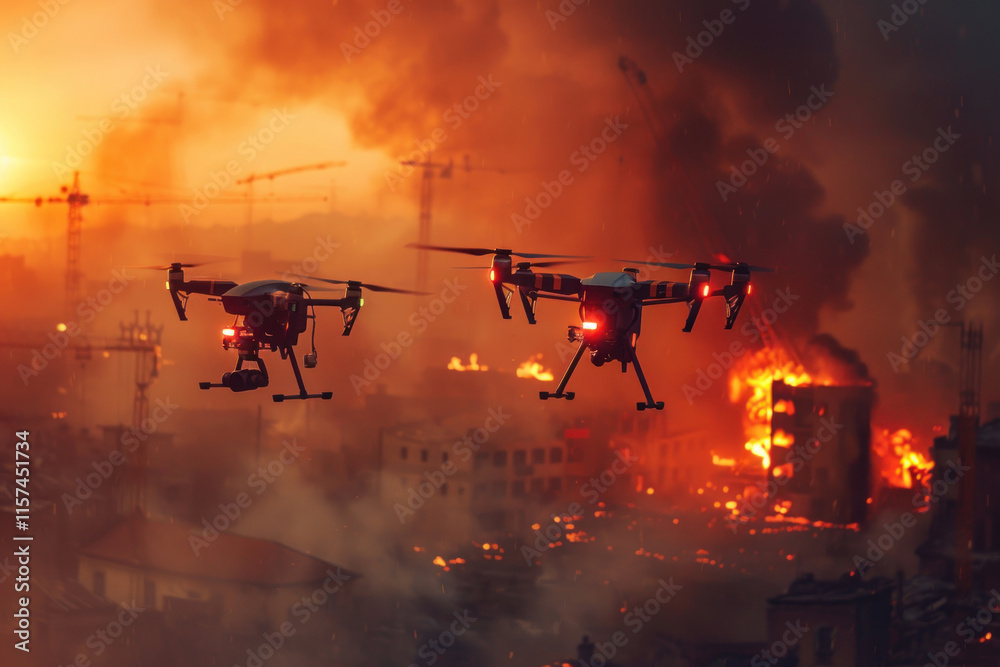thermal imaging drones in action, dynamic and cinematic view, high-definition shots thermal imaging drones in action, dynamic and cinematic view, high-definition shots