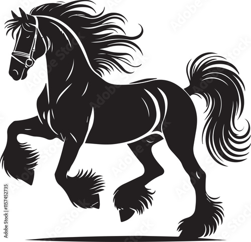 Black and white horse silhouette