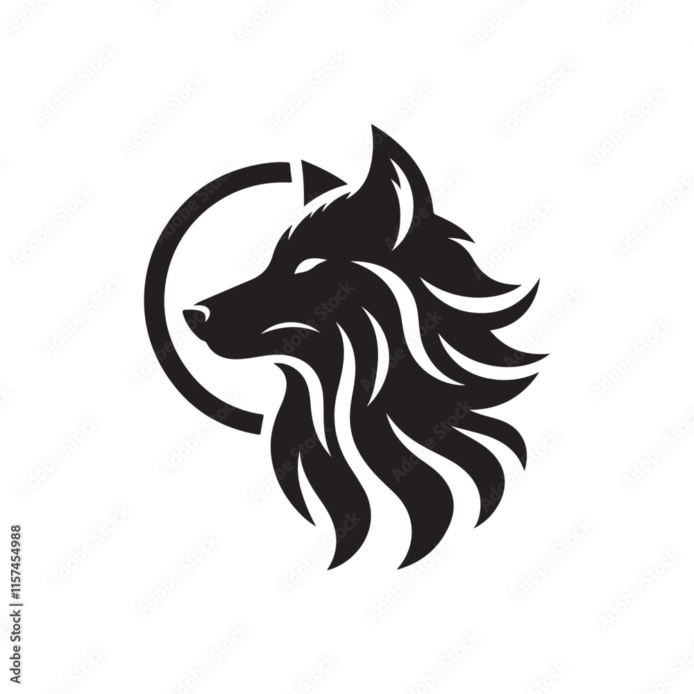 Fototapeta premium Black Color Wolf silhouette design Vector Illustration, Solid White Background 16.eps