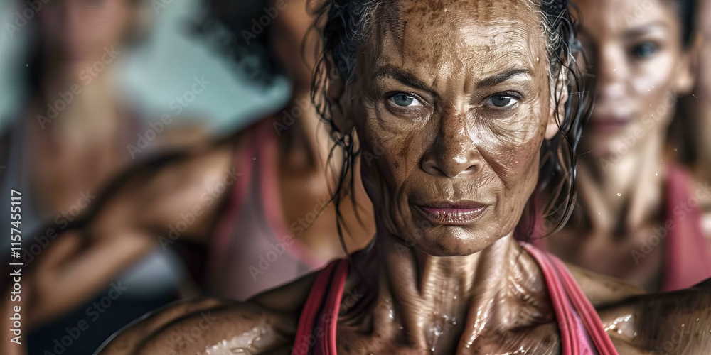 Portrait of Sweating Woman in Red Athletic Top Portrait of Sweating Woman in Red Athletic Top