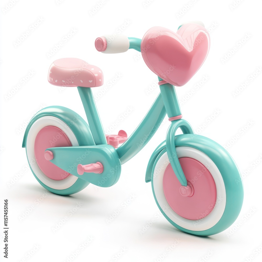 A cuddly stationary bike with a heart-shaped seat. vector style art 3d illustration Isolated on White Background A cuddly stationary bike with a heart-shaped seat. vector style art 3d illustration Isolated on White Background