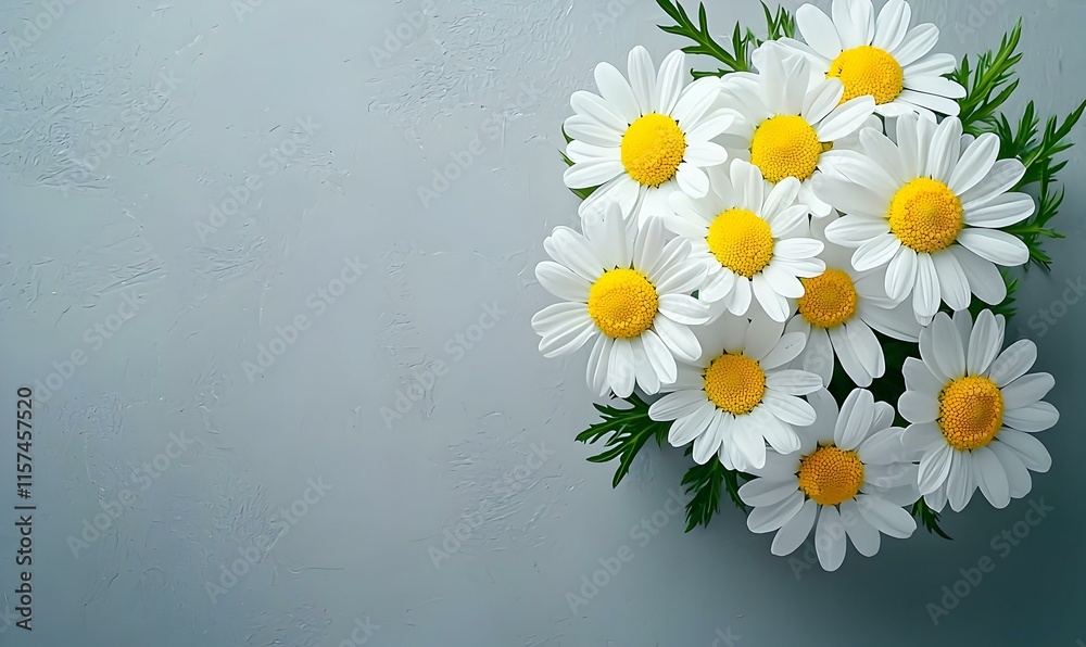 Fototapeta premium Fresh Chamomile Flowers Isolated on a Light Gray Background