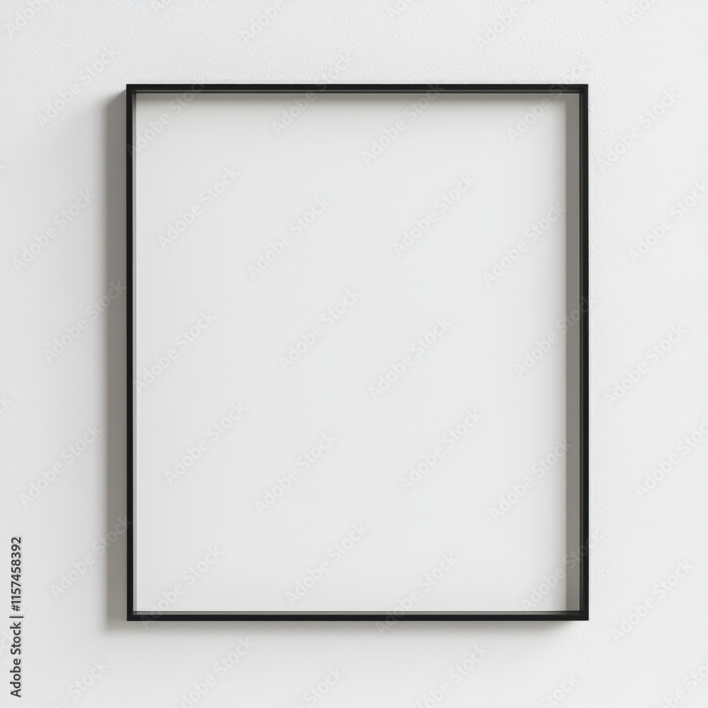 Black Picture Frame Mockup: Minimalistic and elegant, a clean, black picture frame stands against a wall, creating a perfect canvas for your design presentation. Black Picture Frame Mockup: Minimalistic and elegant, a clean, black picture frame stands against a wall, creating a perfect canvas for your design presentation.