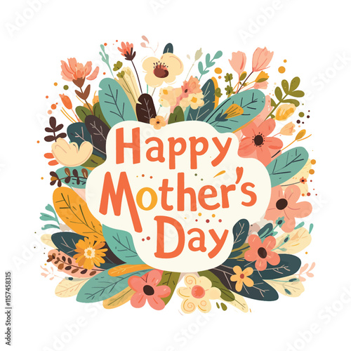 A colorful flowery design with the words Happy Mother's Day written in cursive. The design is meant to convey a sense of warmth and love for mothers on this special day