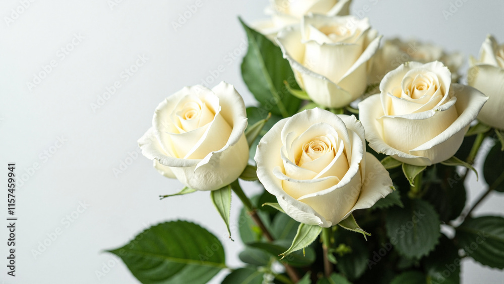 Elegant White Roses on Ethereal Background: Perfect for Wedding Invitations, Skincare Ads, and Romantic Branding Elegant White Roses on Ethereal Background: Perfect for Wedding Invitations, Skincare Ads, and Romantic Branding