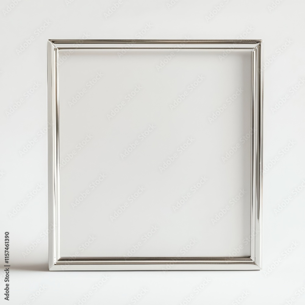 Silver Frame Mockup: A sleek, modern silver picture frame stands upright against a clean backdrop, offering a clean and elegant template for design projects or presentations. 