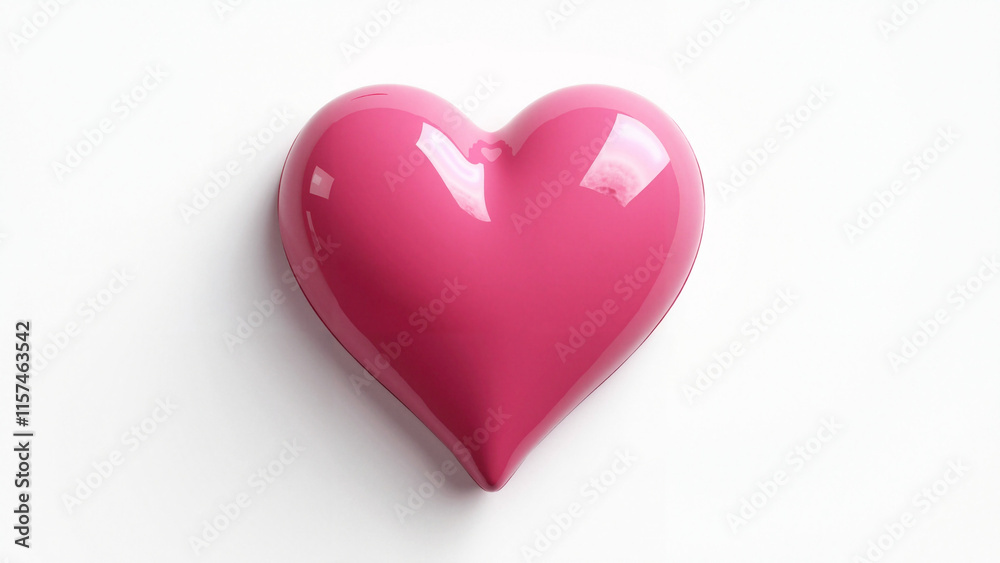 Glossy Pink Heart on White Square: Perfect for Valentine's Day, Love-Themed Marketing, and Greeting Cards Glossy Pink Heart on White Square: Perfect for Valentine's Day, Love-Themed Marketing, and Greeting Cards