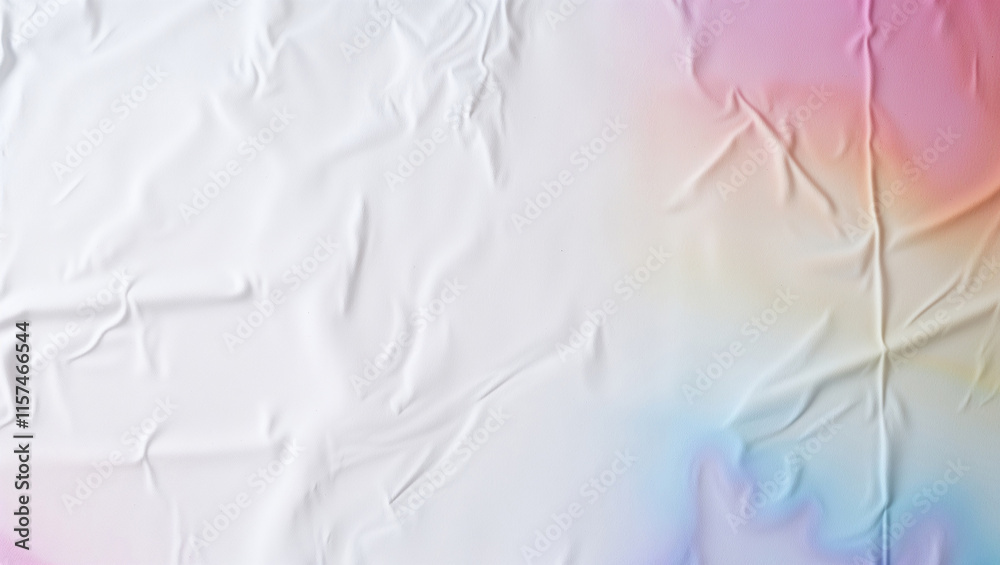 Obraz premium White creased glued poster showing a colorful gradient background
