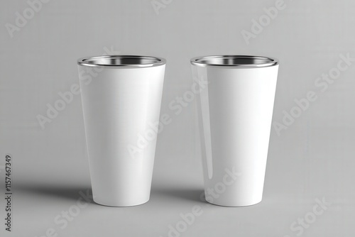 Wallpaper Mural A sleek white metal drinking cup placed in a studio setting with minimalist aesthetics. Torontodigital.ca