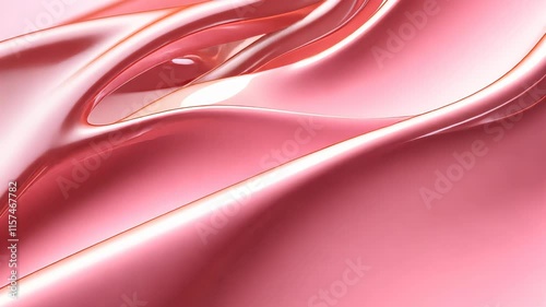 Glossy metallic liquid texture in soft pink tones with reflective highlights