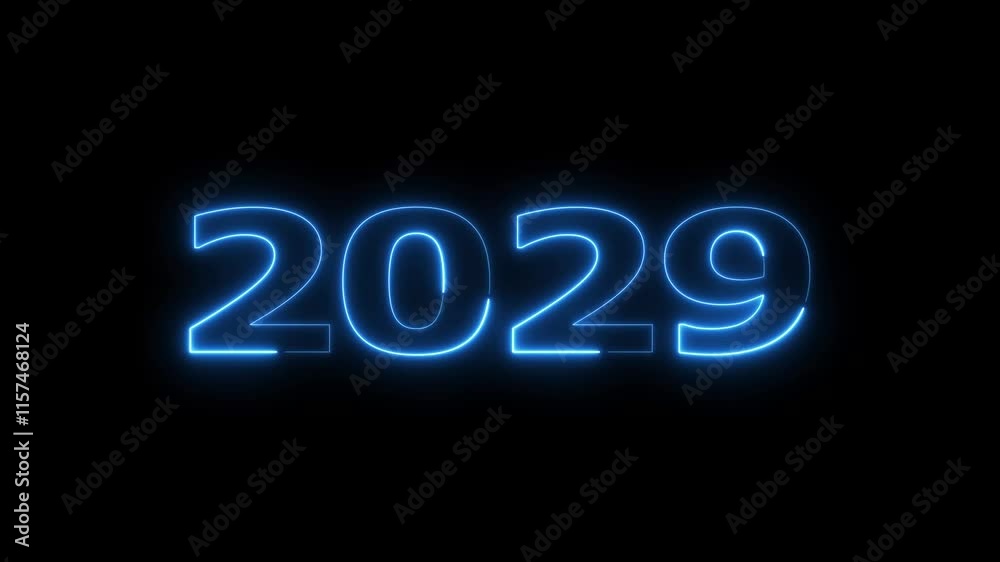 2029 neon text background animation. Glowing neon number text happy new year background. 2029 neon text background animation. Glowing neon number text happy new year background.