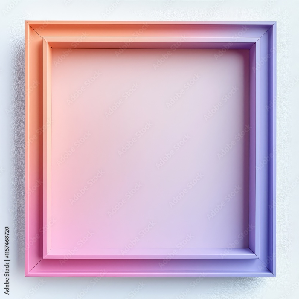 Fototapeta premium Gradient Square Frame: An abstract, square frame in a soft gradient of pink, purple, and orange, creating a modern and minimalist design.