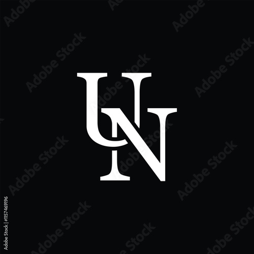 UN letter logo concept isolated on white background. NU Logo