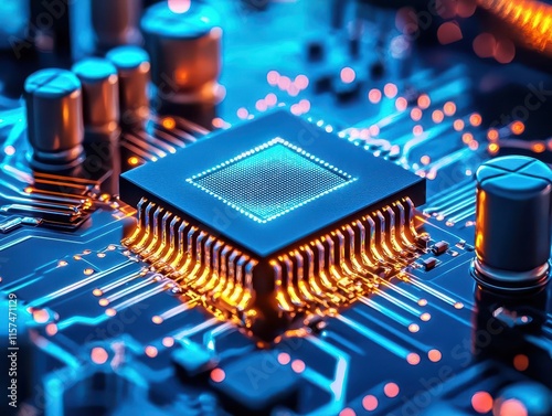 Macro shot of the lownoise amplifier in a quantum processor, ensuring accurate signal processing