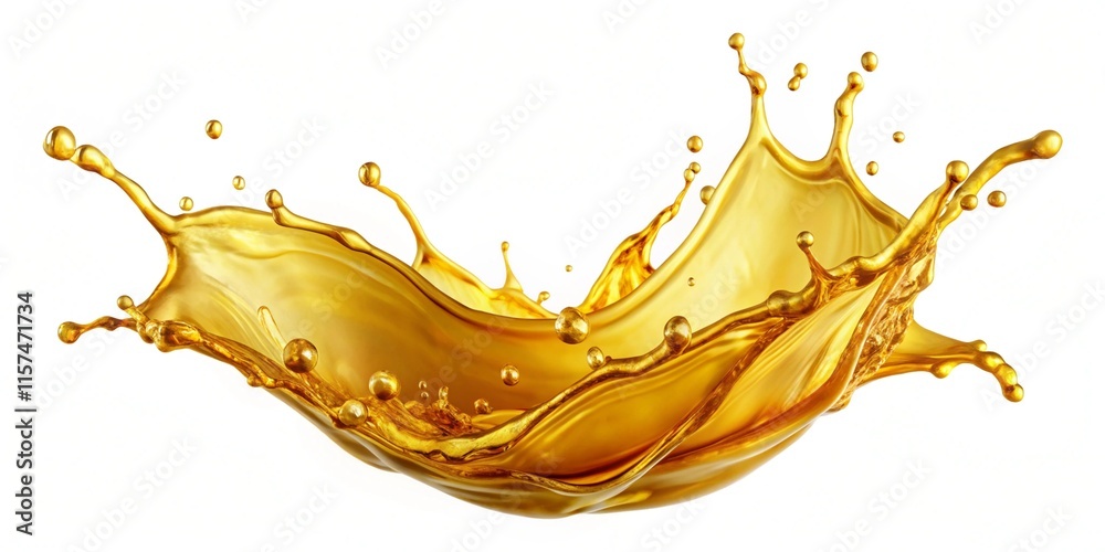 Fototapeta premium Beautiful twisted splash of oil close up isolated on a white background.