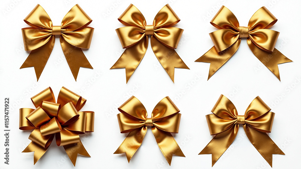 Elegant Gold Ribbon Bows: Versatile Imagery for Festive Gift Wrapping, Holiday Marketing, and Luxury Event Decor Elegant Gold Ribbon Bows: Versatile Imagery for Festive Gift Wrapping, Holiday Marketing, and Luxury Event Decor