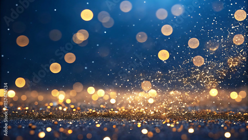 Wallpaper Mural Abstract Dark Blue and Gold Glittering Bokeh Background Torontodigital.ca