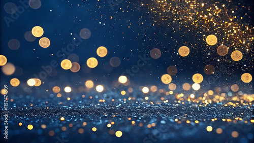 Wallpaper Mural Abstract Dark Blue and Gold Glittering Bokeh Background Torontodigital.ca