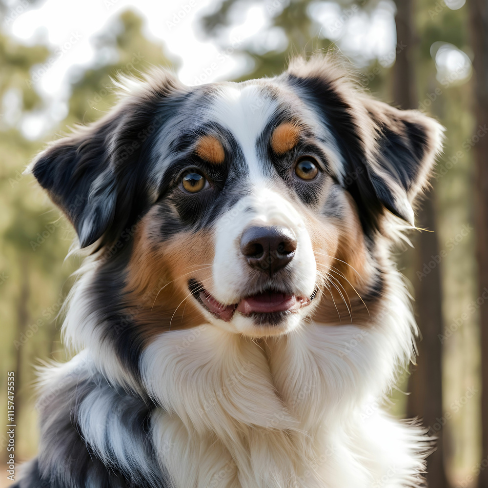 Closeup shot of an Australian Shepherd on a white background Closeup shot of an Australian Shepherd on a white background
