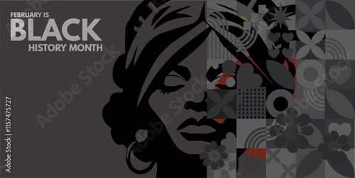 Black History Month, silhouettes of a black woman  - banner, poster vector illustration