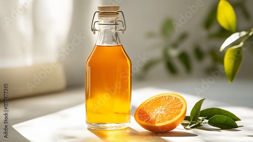 Preparing refreshing orange infused drink kitchen beverage photography bright natural light healthy lifestyle photo