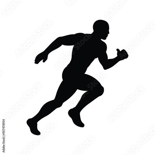 Running Muscular Man silhouette icon with black color vector illustration Design and sports style Logo 