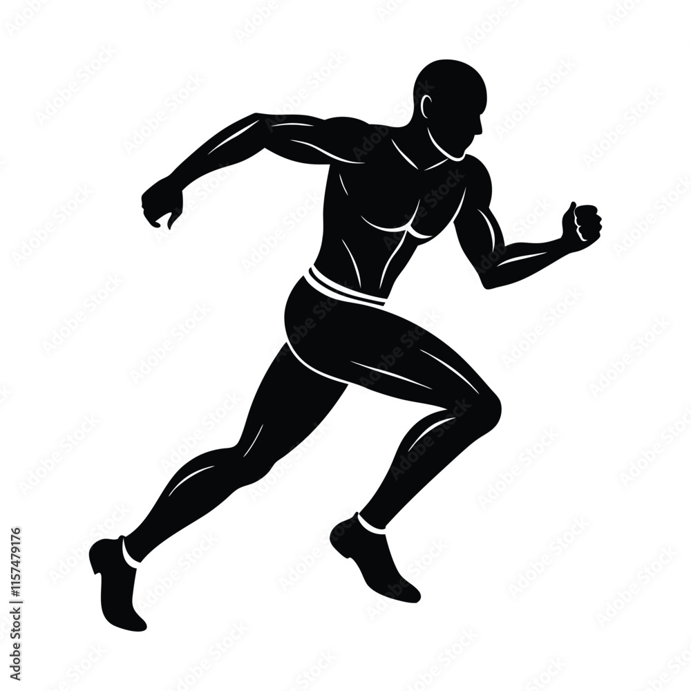 Running Muscular Man silhouette icon with black color vector illustration Design and sports style Logo Running Muscular Man silhouette icon with black color vector illustration Design and sports style Logo