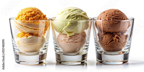Set of ice cream isolated on white background.