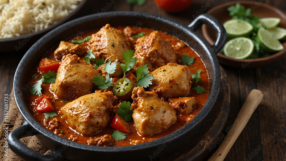 Chicken karahi and kabab with new style Chicken karahi and kabab with new style