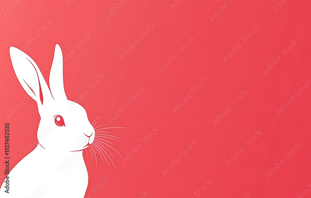 A red background with an Easter bunny, easter background A red background with an Easter bunny, easter background