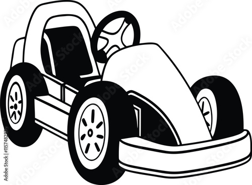 New style Go-Kart silhouette vector, Go-Kart line art vector
