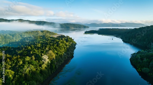 Estuaries are dynamic ecosystems where freshwater from rivers and streams mixes with saltwater from the ocean, creating a unique brackish environment. These transitional zones are rich in nutrients, s photo