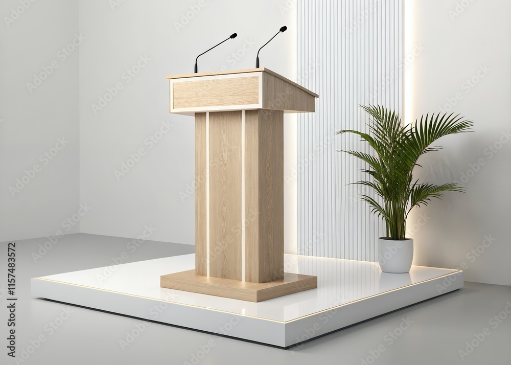 column with columns podium with microphone isolated on transparent white background, column with columns podium with microphone isolated on transparent white background,